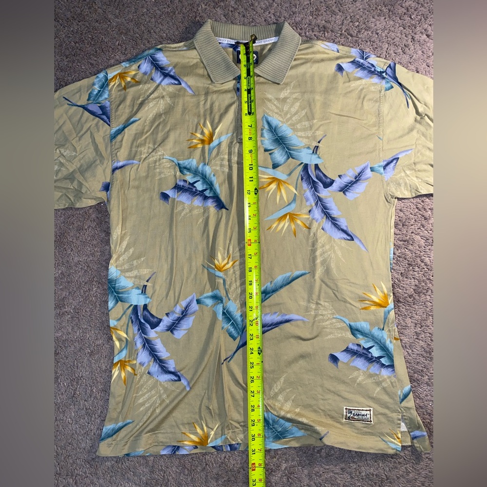 Tommy Bahama Original Island Size Large Polo Floral Cotton Beach Tree Dad Shirt - Picture 5 of 9